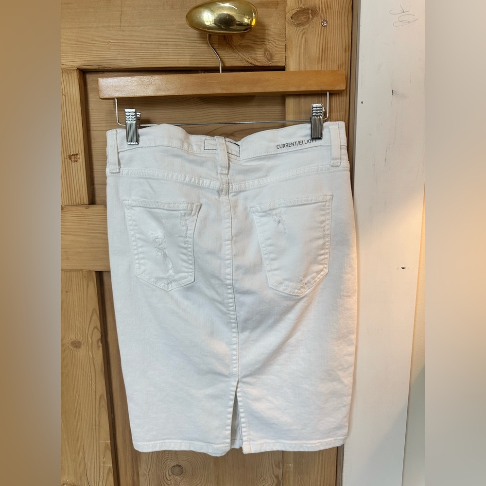 CURRENT / ELLIOTT rugged white denim pencil skirt